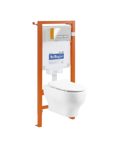 Комплект подвесной унитаз BelBagno Lucie BB063CHR + BB2111SC + система инсталляции BelBagno BB002-80 + BB005-PR-CHROME