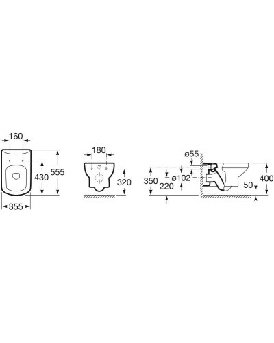 Комплект подвесной унитаз Roca Dama Senso 346517000 + ZRU9302820 + система инсталляции Villeroy & Boch 92246100 + 92249068