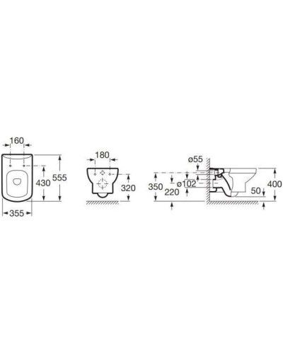 Комплект подвесной унитаз Roca Dama Senso 346517000 + ZRU9302820 + система инсталляции Jacob Delafon E5504-NF + E4326-CP