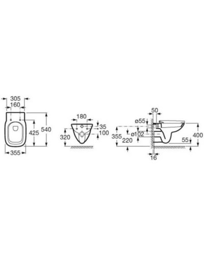 Комплект подвесной унитаз Roca Debba 346997000 + ZRU9302826 + система инсталляции Geberit 458.124.21.1