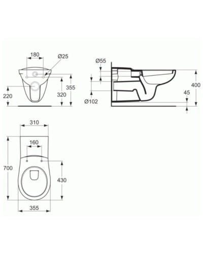 Комплект подвесной унитаз P243001 + S406501 + система инсталляции R020467 Ideal Standard Prosys Matura P243001RT21A6
