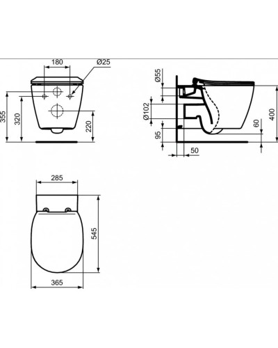 Комплект подвесной унитаз E047901 + E772401 + система инсталляции  R020467 + R0108AA Ideal Standard Prosys Connect E212701R0108AA