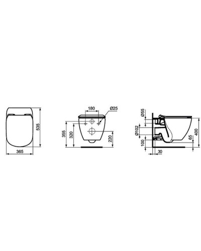 Комплект подвесной унитаз T007901 + T352701 + система инсталляции R020467 + R0108AA Ideal Standard Prosys Tesi T387201R0108AA