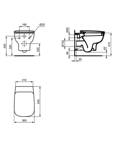 Комплект подвесной унитаз T386001 + T318101  + система инсталляции R020467 + R0108AA Ideal Standard Prosys Esedra T387301R0108AA