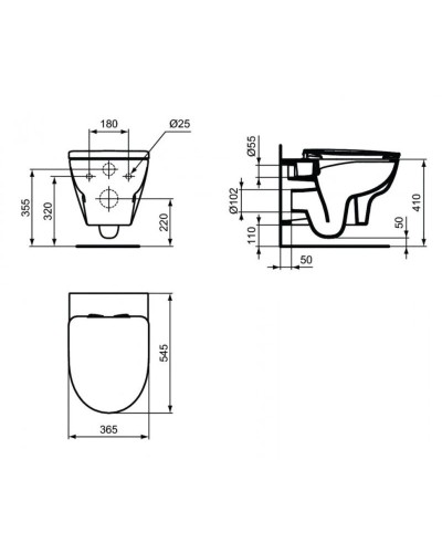 Комплект подвесной унитаз T365701 + система инсталляции  R020467 + R0108AA Ideal Standard Prosys Esedra T365701PER0108AA
