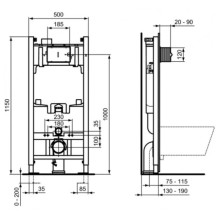 Комплект подвесной унитаз T461401 + T468301 + система инсталляции R046367 Ideal Standard Prosys I.life B RI461402