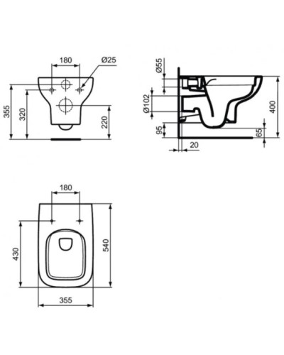 Комплект подвесной унитаз T471701 + T453101 + система инсталляции R046367 Ideal Standard Prosys I.Life A RI471702