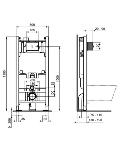 Комплект подвесной унитаз T471701 + T453101 + система инсталляции R046367 Ideal Standard Prosys I.Life A RI471702