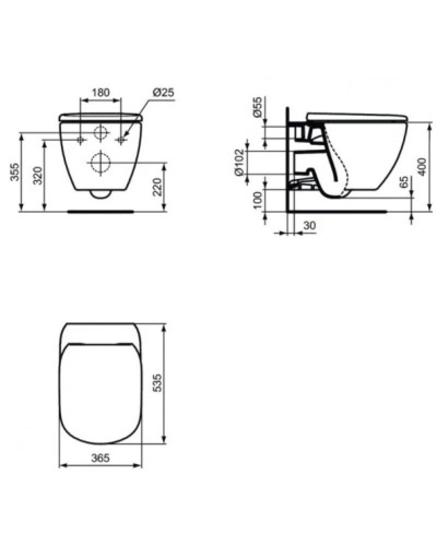 Комплект подвесной унитаз T007901 + T352701 + система инсталляции R046367 Ideal Standard Prosys Tesi RT007902