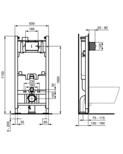 Комплект подвесной унитаз T007901 + T352701 + система инсталляции R046367 Ideal Standard Prosys Tesi RT007902