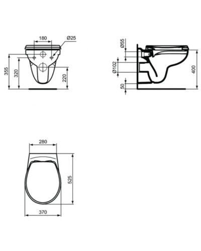 Комплект подвесной унитаз K881201 + система инсталляции R046367 Ideal Standard Prosys Eurovit RE881202