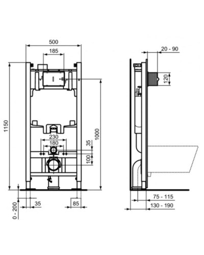 Комплект подвесной унитаз K881201 + система инсталляции R046367 Ideal Standard Prosys Eurovit RE881202
