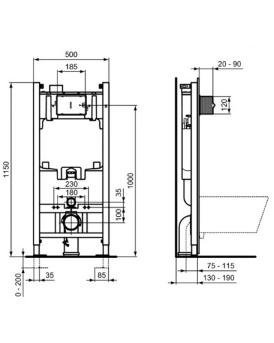 Комплект подвесной унитаз T471601 + T467601 + система инсталляции R046367 Ideal Standard Prosys I.Life A RI471602