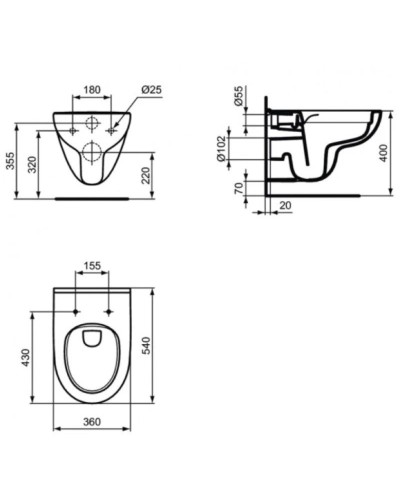 Комплект подвесной унитаз T471601 + T467601 + система инсталляции R020467 Ideal Standard Prosys I.Life A I001601