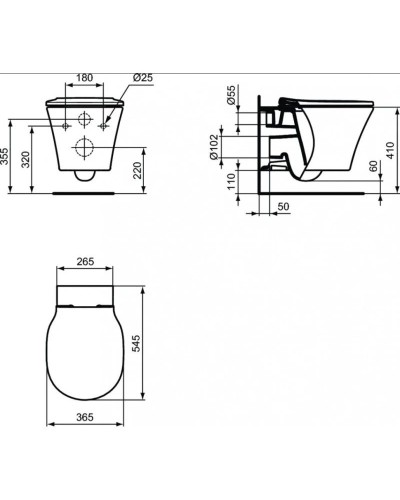 Комплект подвесной унитаз E005401 + E036601 + система инсталляции R020467 + R0108AA Ideal Standard Prosys Connect Air E212801