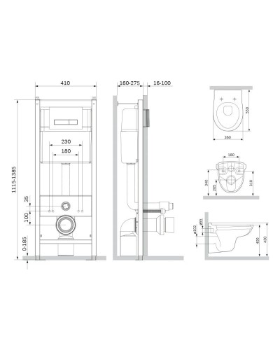 Комплект подвесной унитаз + система инсталляции Am.Pm Sense IS30201.741700
