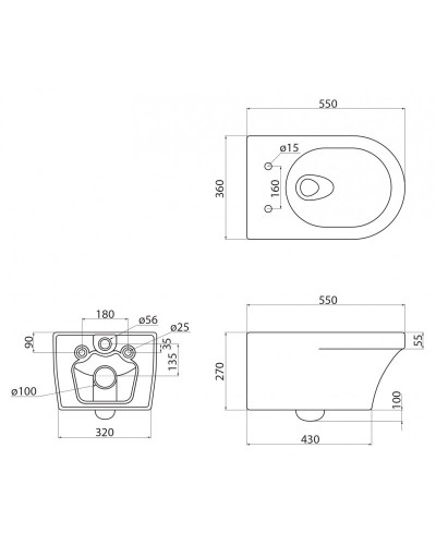 Комплект 4 в 1 BelBagno CZR-2462-TH-TOR/CZR-870-SC/BB026/BB051CR