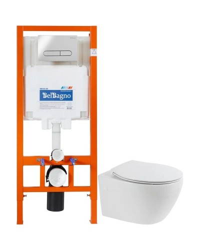 Комплект подвесной унитаз BelBagno Prospero BB507B + BB1055SC + система инсталляции BelBagno BB002-80 + BB005-PR-CHROME