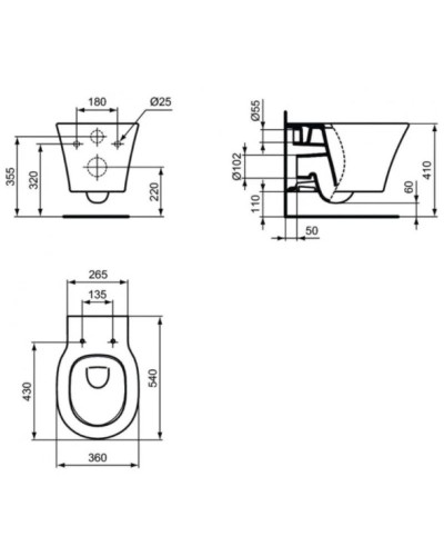 Комплект подвесной унитаз Ideal Standard Connect Air AquaBlade E0054V3 + E0368V3 + система инсталляции Grohe 38811kf0