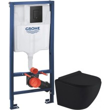 Комплект подвесной унитаз Timo Kulo TK-403 MB + система инсталляции Grohe 38811kf0