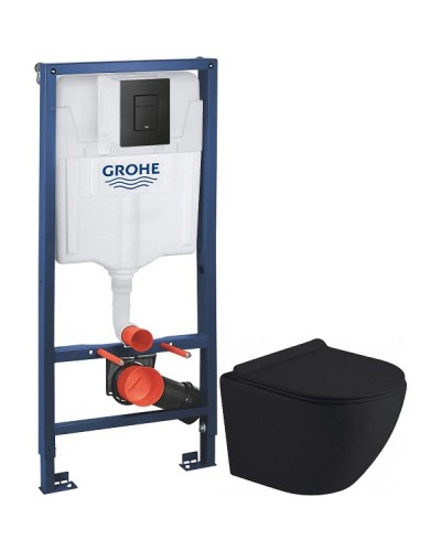 Комплект подвесной унитаз Timo Kulo TK-403 MB + система инсталляции Grohe 38811kf0