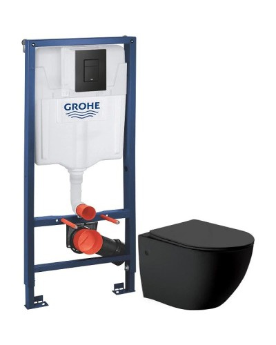 Комплект подвесной унитаз Vincea Globo VT1-14MB + система инсталляции Grohe 38811kf0