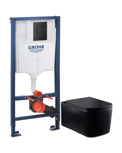 Комплект подвесной унитаз Vincea Ultra VT1-32MB + система инсталляции Grohe 38811kf0