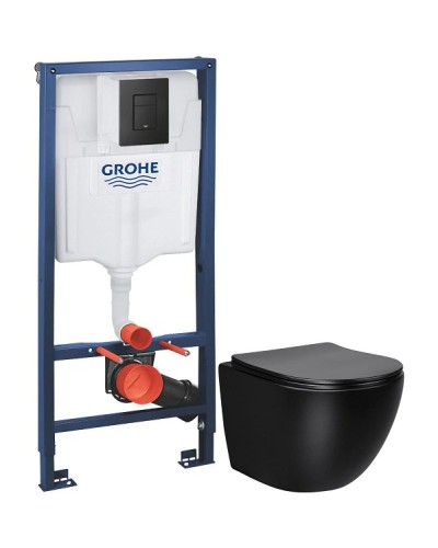 Комплект подвесной унитаз Vincea Globo VT1-14SMB + система инсталляции Grohe 38811kf0