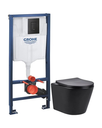 Комплект подвесной унитаз Vincea Piatti VT1-11MB + система инсталляции Grohe 38811kf0