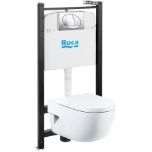 Комплект унитаза с инсталляцией Roca Meridian 7893104110 с сиденьем Микролифт и клавишей смыва Хром