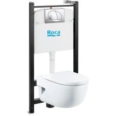 Комплект унитаза с инсталляцией Roca Meridian 7893104110 с сиденьем Микролифт и клавишей смыва Хром