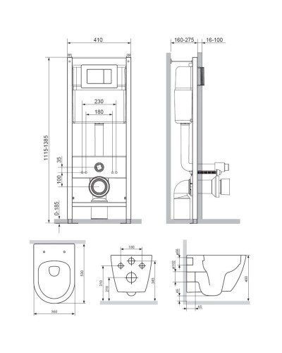 Комплект подвесной унитаз + система инсталляции Damixa Apollo DX22.IS10151.1700