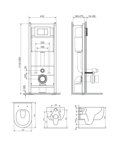 Комплект подвесной унитаз + система инсталляции Damixa Scandinavian Pure DX36.IS10151.1701