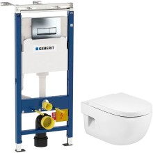 Комплект унитаза Roca Meridian N 346247000+8012A200B с инсталляцией Geberit Duofix Plattenbau Delta UP100 458.125.21.1 с сиденьем Микролифт и клавишей смыва Хром