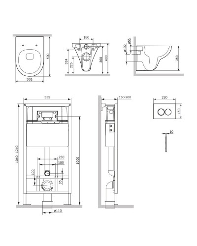 Комплект подвесной унитаз + система инсталляции Am.Pm Gem Pro C L IS70151.901700