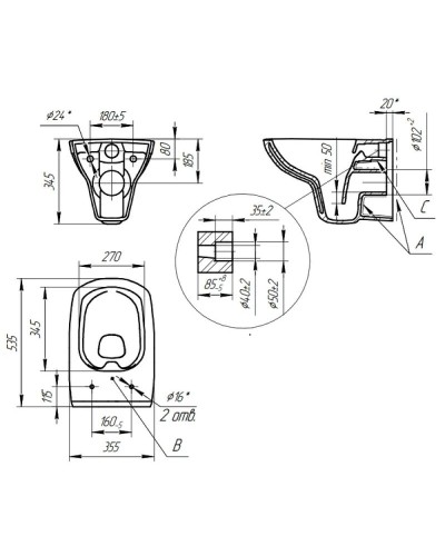 Комплект подвесной унитаз Cersanit Carina MZ-CARINA-XL-COn-S-DL-E + система инсталляции Tece 9400412