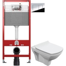 Комплект подвесной унитаз Cersanit Carina MZ-CARINA-XL-COn-S-DL-E + система инсталляции Tece 9400412