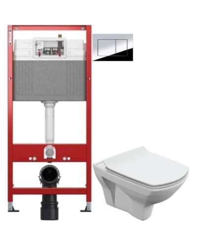 Комплект подвесной унитаз Cersanit Carina MZ-CARINA-XL-COn-S-DL-E + система инсталляции Tece 9400412