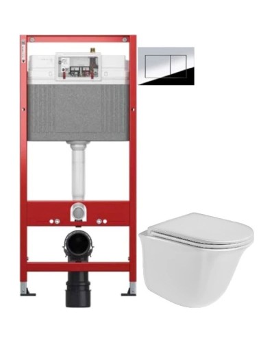Комплект подвесной унитаз WeltWasser Telbach 004GL-WT + система инсталляции Tece 9400412