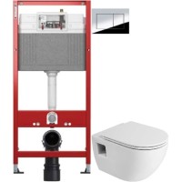Комплект подвесной унитаз Cezares Eco CZR-526-TH-R/2040SC + система инсталляции Tece 9400412