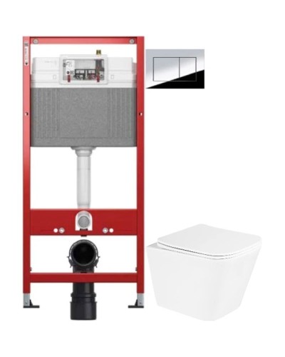 Комплект подвесной унитаз BelBagno Due BB3103CHR/SC + система инсталляции Tece 9400412