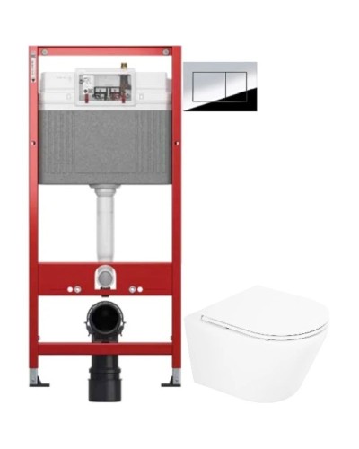Комплект подвесной унитаз BelBagno Tre BB8001CHR/SC + система инсталляции Tece 9400412