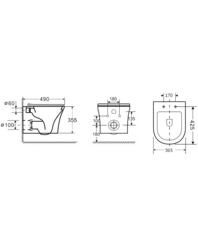 Комплект подвесной унитаз Grossman GR-4475S + система инсталляции Tece 9400412