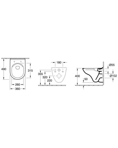 Комплект подвесной унитаз Villeroy & Boch O.Novo 5688HR01 + система инсталляции Tece 9400412