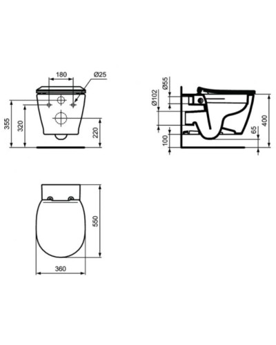 Комплект подвесной унитаз Ideal Standard Connect E822301 + система инсталляции Tece 9400412