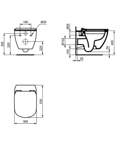 Комплект подвесной унитаз Ideal Standard Tesi T355101 + система инсталляции Tece 9400412