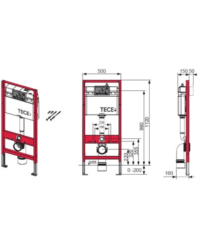 Комплект подвесной унитаз Duravit Architec 45720900A1 + система инсталляции Tece 9400412