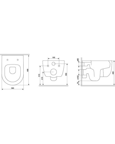 Комплект подвесной унитаз Damixa Sirius DX86C1700SC + система инсталляции Tece 9400412
