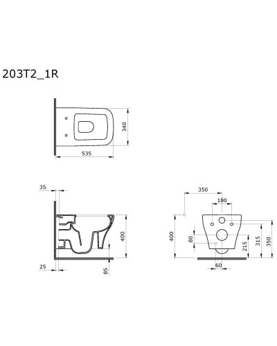 Комплект подвесной унитаз Ambassador Benefit 203T20001R-202T20001 + система инсталляции Tece 9400412