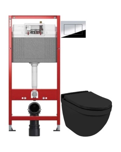 Комплект подвесной унитаз Jaquar Solo SLS-BLM-6953BIUFSM + система инсталляции Tece 9400412